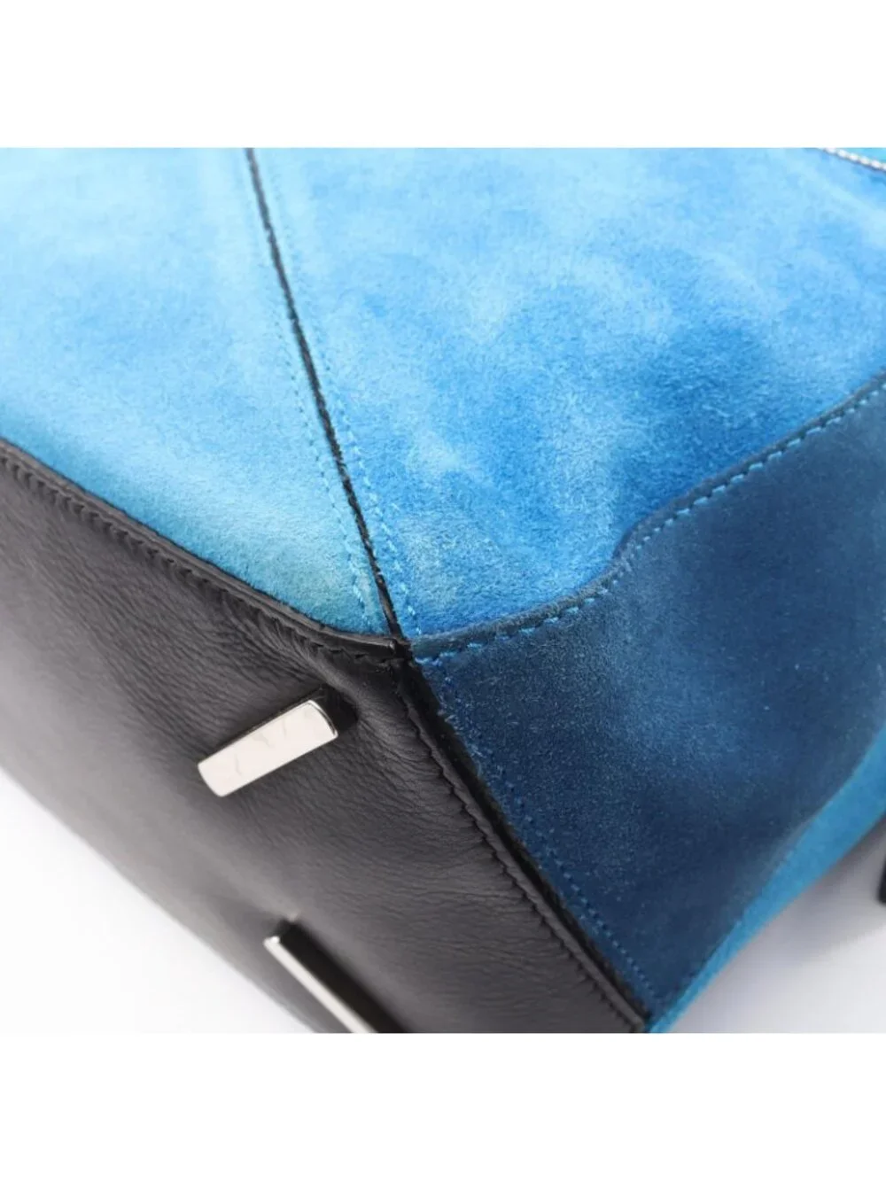 Loewe Handbag Puzzle Bag 2-Way Blue Black Leather